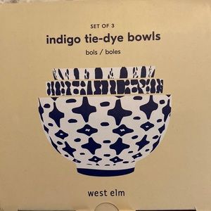 Indigo tie-dye bowls